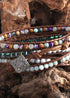 Boho Bracelet, RH 5 Layers Leather Wrap Bracelet, Black Tourmaline